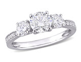 1.30 Carat (ctw) Lab-Created Three-Stone Moissanite Engagement Ring in 10K White Gold